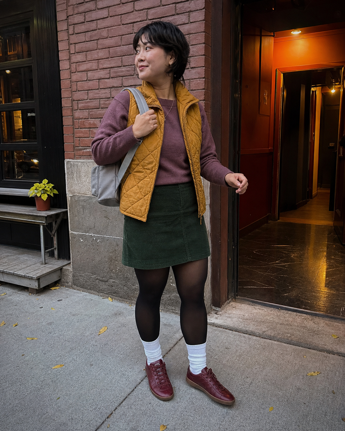 Toronto Marigold Cinema: 40D — adult outfit with black tights layered under white socks