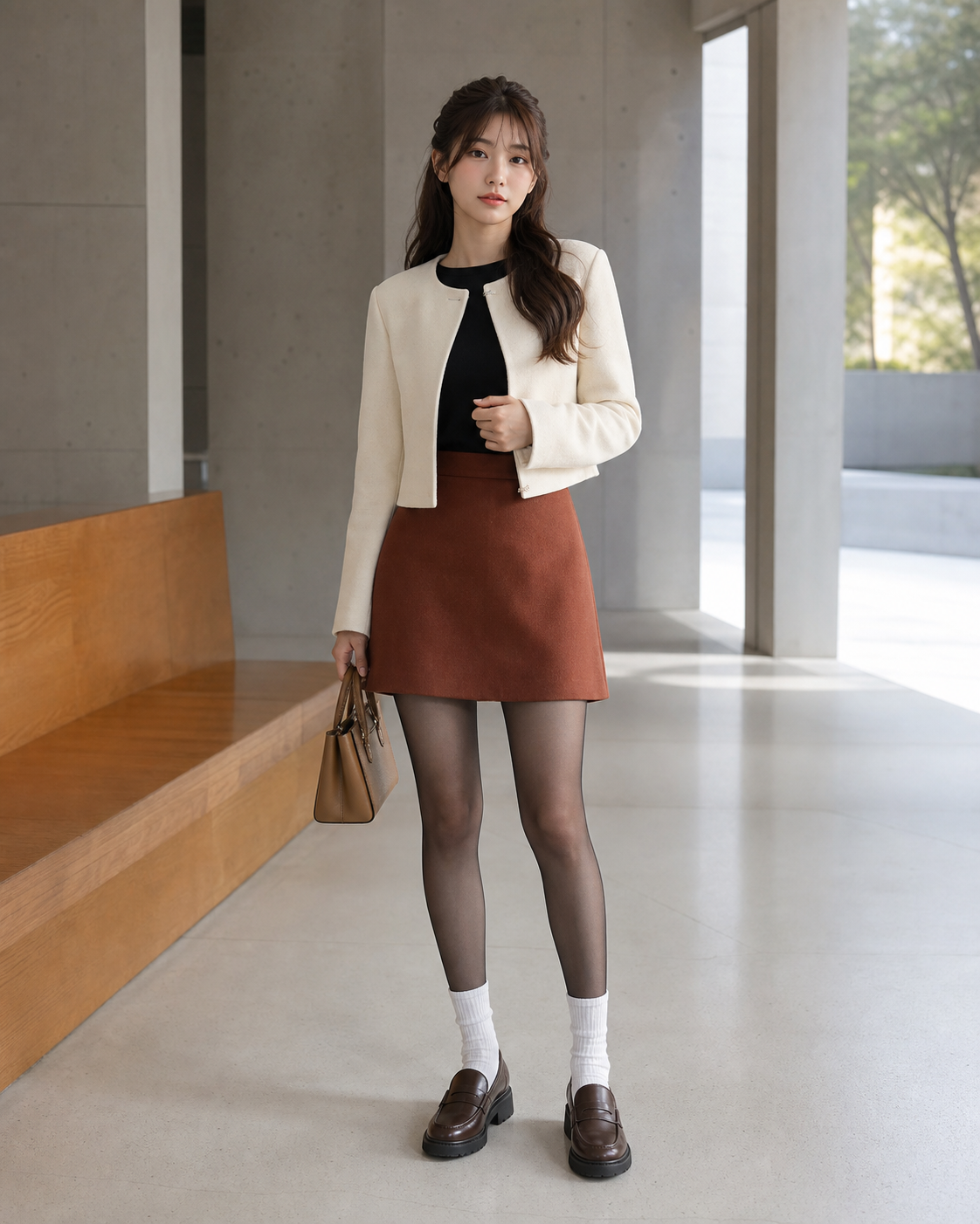 Gallery Rust: 10D — adult outfit with black tights layered under white socks